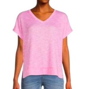 Time and Tru Pink Short Sleeve Textured Top